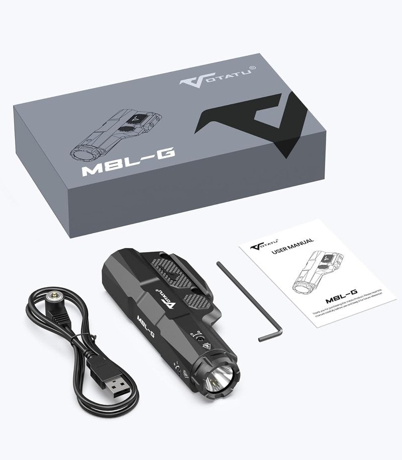 VOTATU 3000 Lumens Laser Light Combo - Strobe Flashlight & Green Laser for Mlok/Picatinny | USB Rechargeable