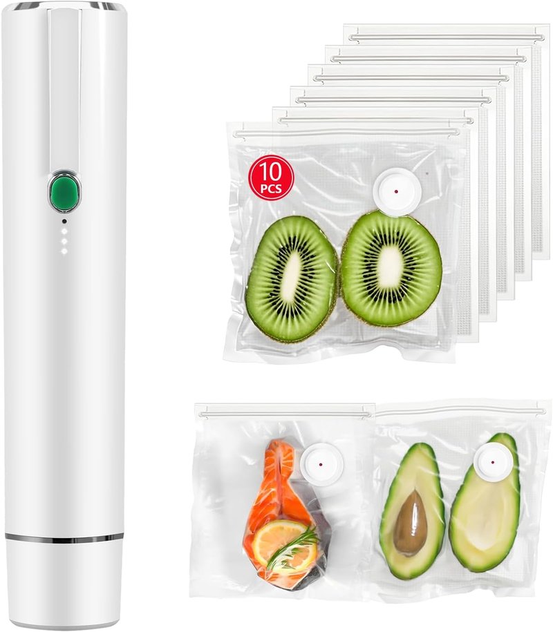 Vixino Vacuum Sealer - Handheld Food Vacuum Sealer with 10 Reusable Bags | Compact & Easy to Use