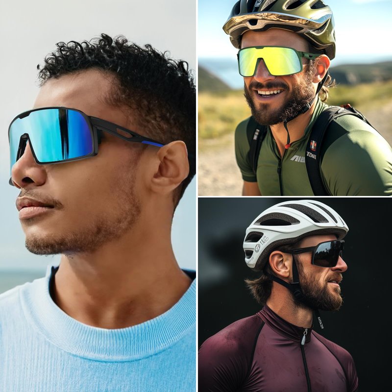 MAXJULI Polarized Cycling Sunglasses for Men Women, Windproof Outdoor Sports Running UV400 Protection Sun Glasses (Gray Lens)