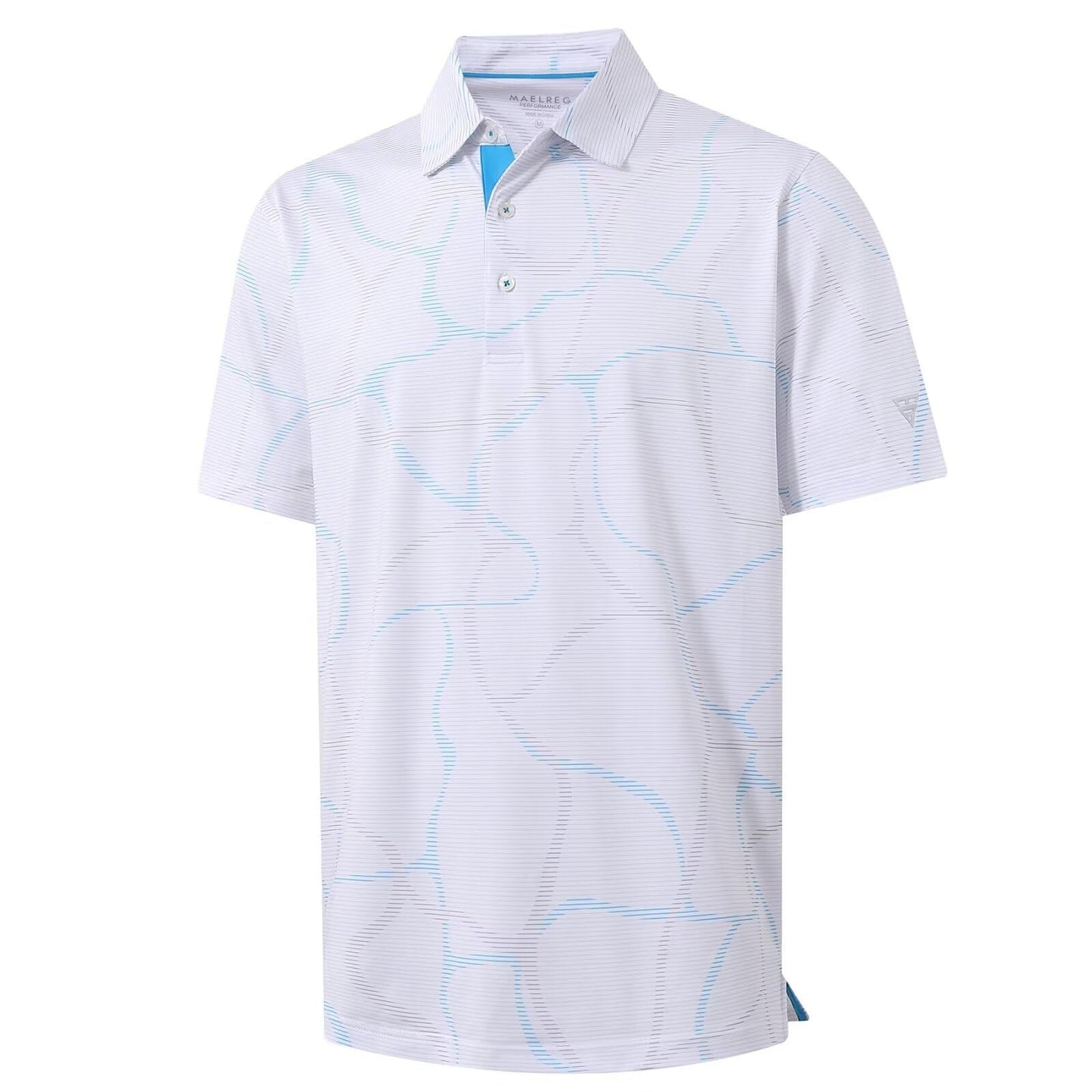 M MAELREG Polo Shirts for Men Quick Dry Fit Short Sleeve Performance Moisture Wicking Print Men’s Golf Shirts