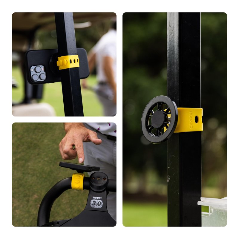 CRVNCH. Magnetic Golf Cart Phone Holder - iPhone and Android Compatible - Strong Magnet, Easy Install - Cell Phone Mount for Golf Cart or Push Cart - Golf Cart Accessory for GPS, Apps & Music