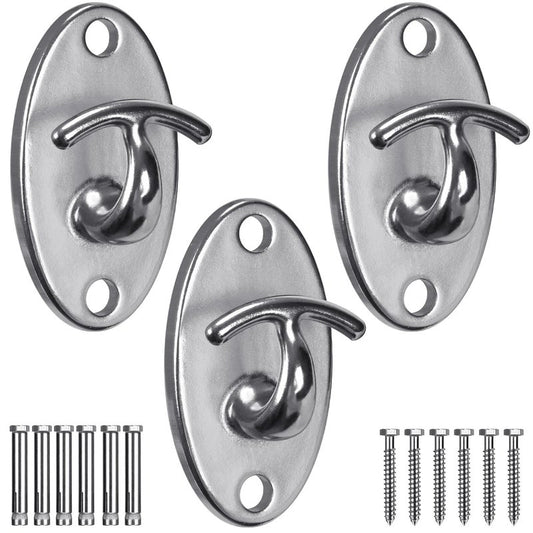 SELEWARE 3 Pack Heavy Duty Stainless Steel Wall Anchors for Resistance Bands – 2000 lbs Load Capacity, Space-Saving Home Gym & Physical Therapy Mounts for Strength Training & Body Weight Straps