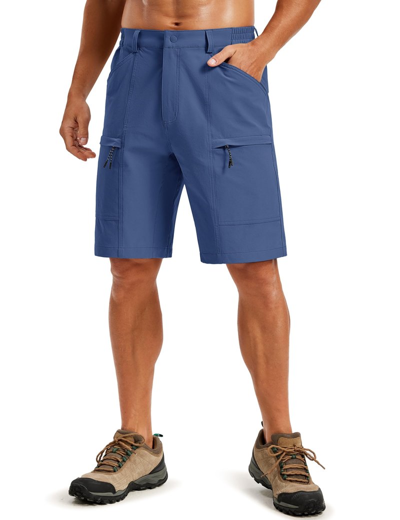 TACVASEN Men's Hiking Shorts 10" Dry Fit Lightweight Waterproof Shorts Casual Outdoor Golf with 5 Pockets Summer Blue Grey 40