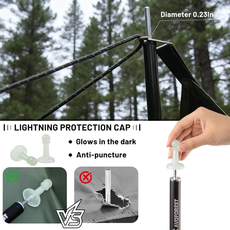 Tent Poles for Tarp, AVOFOREST Camping Tent Tarps Poles Adjustable Aluminum Camping Accessories 80in Heavy Duty Poles Thicker Tent Pole with a Diameter of 0.75in for Backpacking Hiking Awning