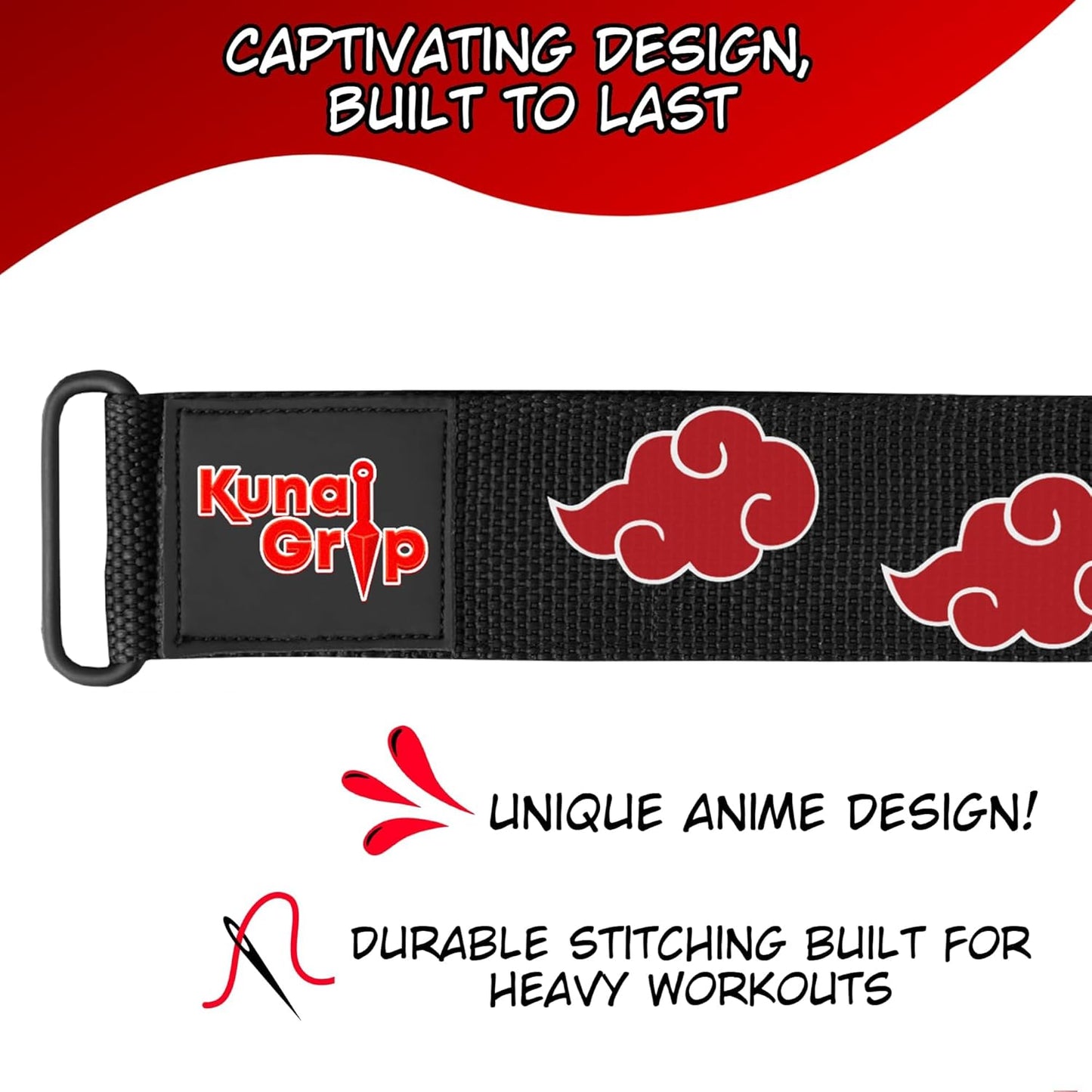 Anime Weight Lifting Hooks - Heavy Duty Wrist Straps for Ultimate Grip Support | Ideal for Deadlifts, Pull Ups, Powerlifting