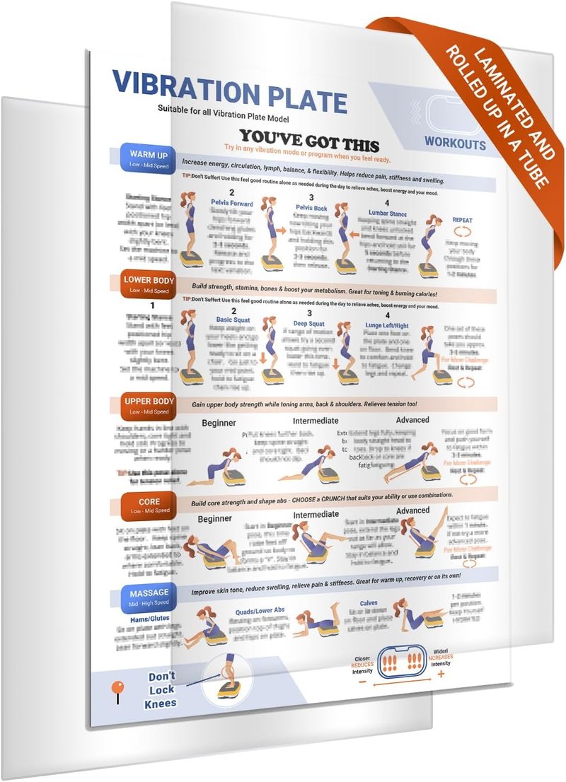 Vibration Plate Workout Poster - Comprehensive Guide for Full-Body Fitness | Large 27" x 19" Size