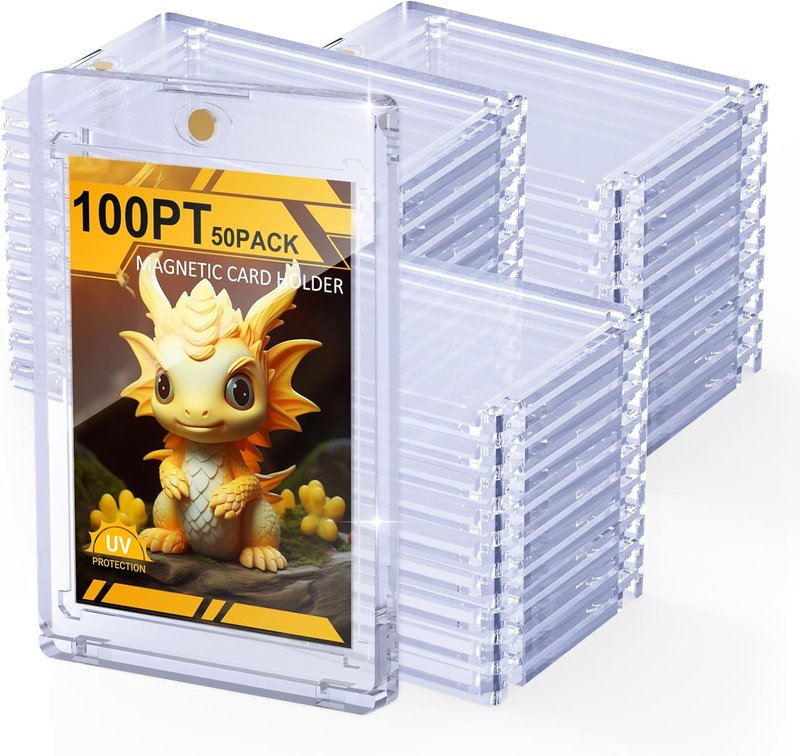 **Magnetic Card Holder - 100PT Trading Card Protectors | U-V Protection, 50 Pack for Baseball & Basketball**