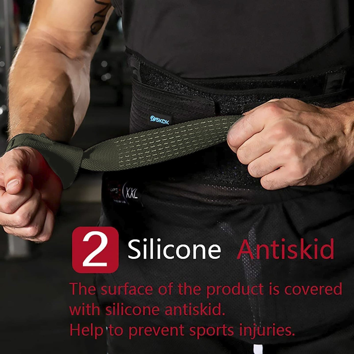 SKDK Cotton Hard Pull Wrist Lifting Straps Grips Band-Deadlift Straps with Neoprene Cushioned Wrist Padded and Anti-Skid Silicone - for Weightlifting, Bodybuilding, Xfit, Strength Training