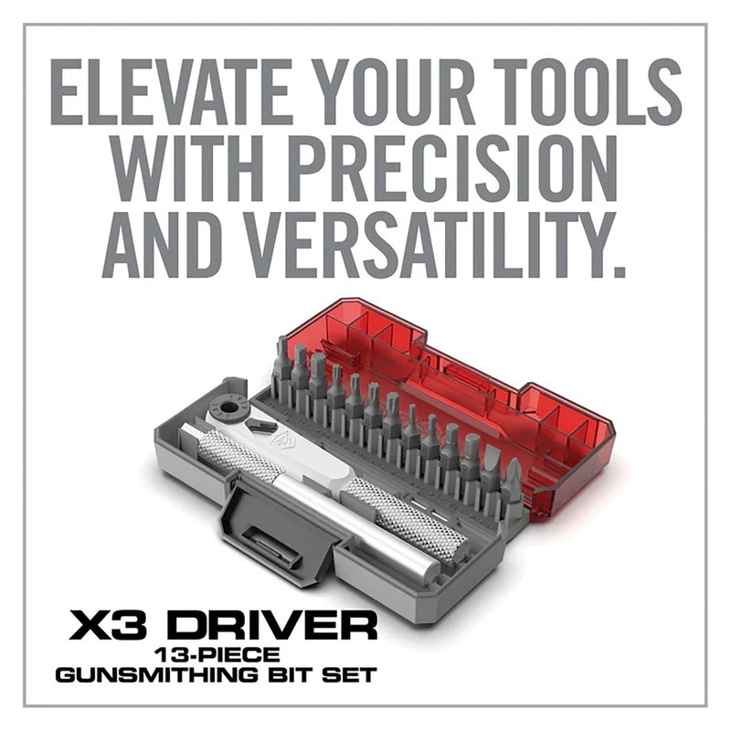 Real Avid X3 Ratcheting Screwdriver Set with 13 Bits, 3-in-1 Driver, T-handle & Extension - Includes 4 Hex 4 Torx 3 Metric 4 Standard Hex & Phillips