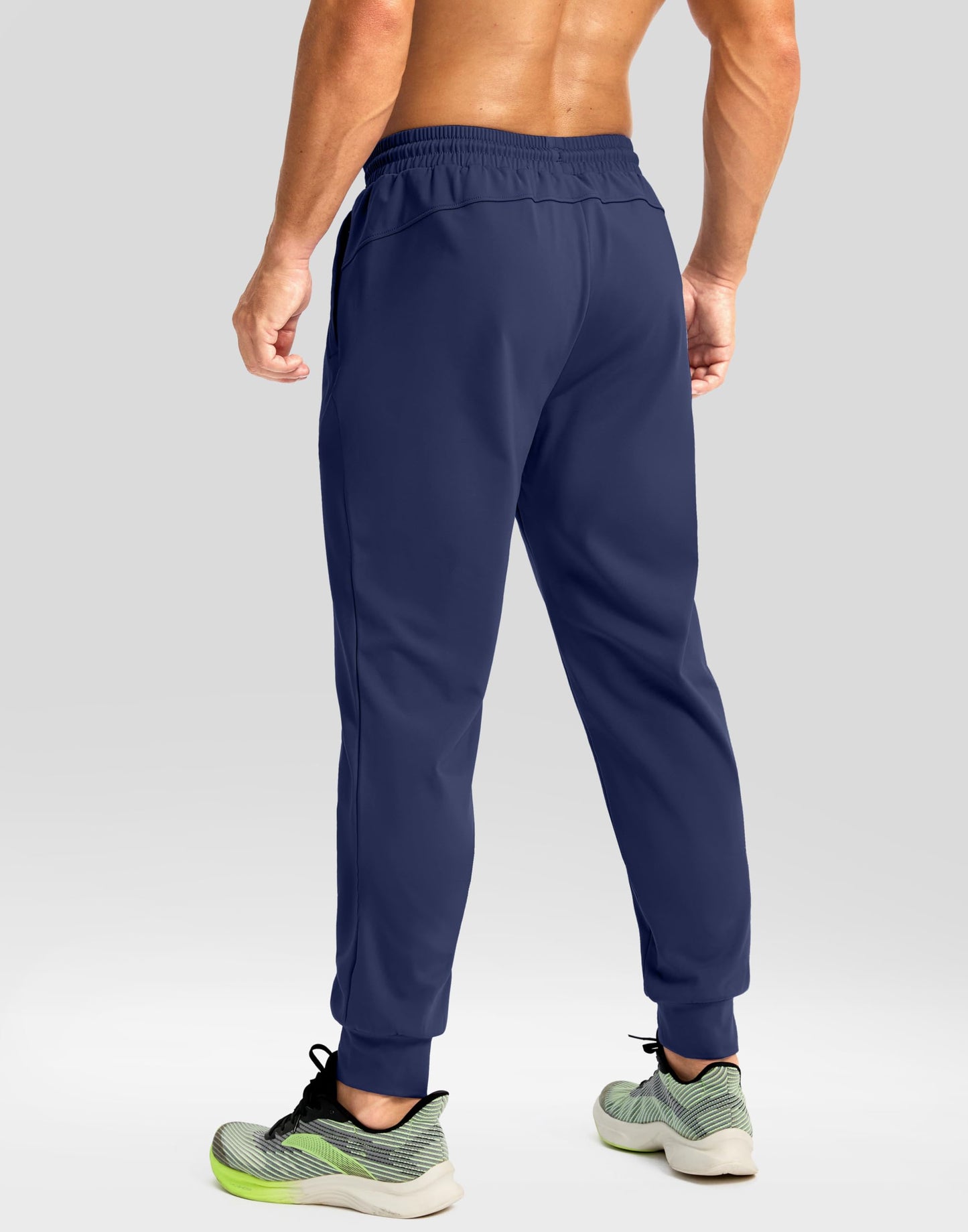 G Gradual Men's Fleece Joggers with Zipper Pockets Winter Warm Pants Water Resistant Athletic Workout Gym Sweatpants for Men(Navy,L)