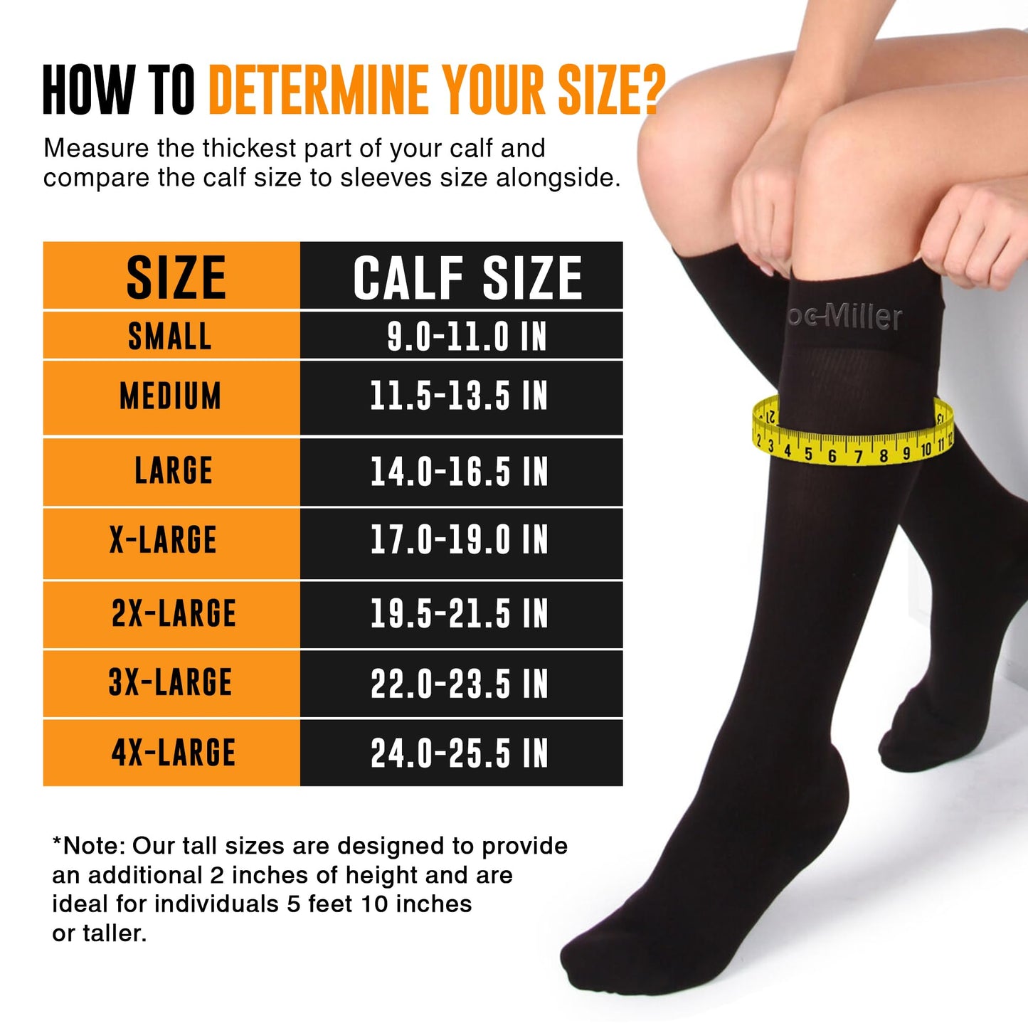 Doc Miller - Compression Socks for Women & Men - 8-15 mmHg Knee High, Medical Grade Support - Best for Sport, Travel, Nurse, Pregnancy, Circulation & Varicose Veins - 2X-Large Size, Black, 1 Pair