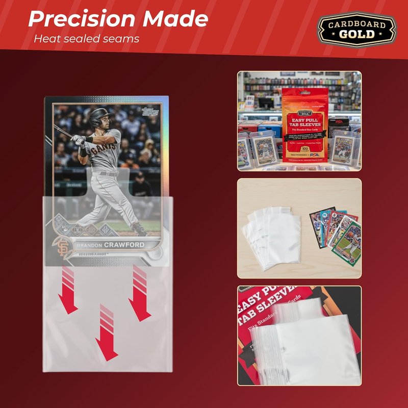 Gold 2-Mil Tabbed Cardboard Sleeves for Semi-Rigid Card Holders | Archival Safe Pull Tab Design - 1000 Count