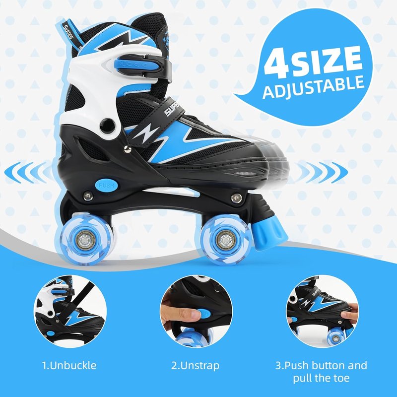 Adjustable Roller Skates for Boys & Girls | Light-Up Wheels | Ages 5-12