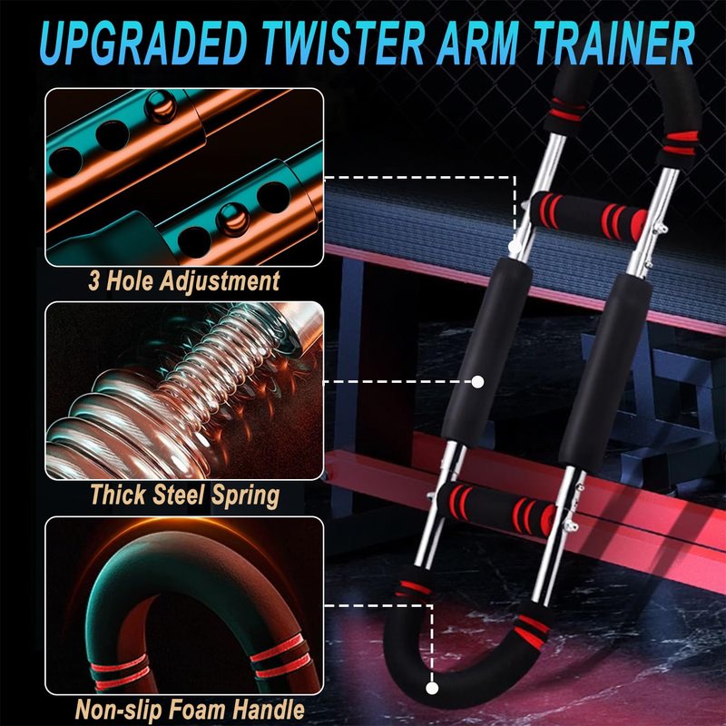 HELISAN Twister Arm Trainer, 60-110lb Adjustable Chest Workout Equipment - Arm Trainer for Men - Portable Chest Trainer, Shoulders & Forearms Muscle Training Exercise Equipment for Men Women