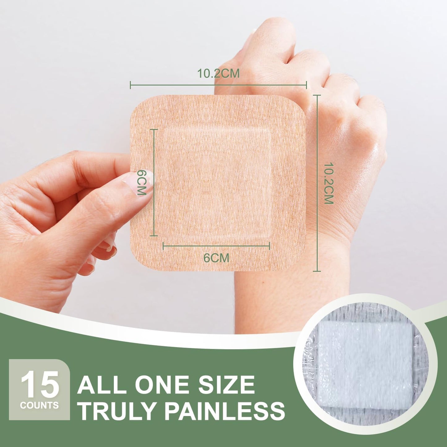 Silicone Bandages for Sensitive Skin - 4"x4" Flexible, Latex-Free, Hypoallergenic | 15 Count, Easy Removal for Kids & Seniors