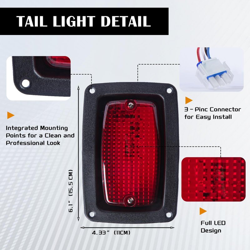 VPAHub Golf Cart Adjustable Light Kit Fit for YAMAHA G22, 2 LED headlight, 2 LED taillight, 1 Basic wiring harness Instruction & hardware included, Black/Amber/Clear