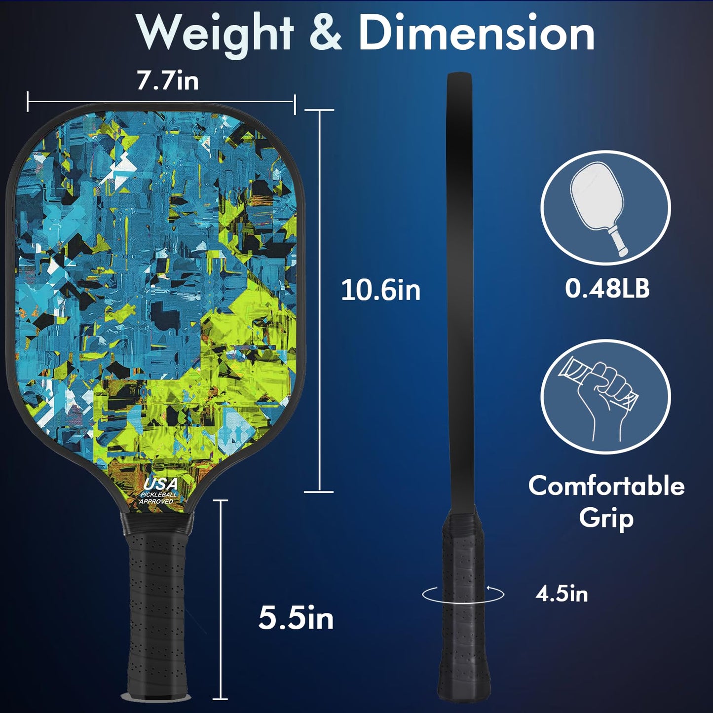 Pickle Ball Paddles Carbon Fiber Birthday Gifts for Men Yard Park Elderly Activity Fitness Sports Rehabilitation centres School Gyms Family Club Party Essential