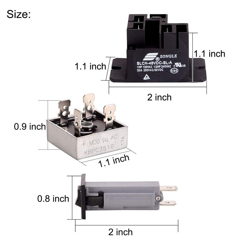 10L0L Golf Cart Battery Charger Repair Kit for Club Car 48V PowerDrive 2,OEM# 22110, Include 30A Relay, Diode Rectifier and Circuit Breaker