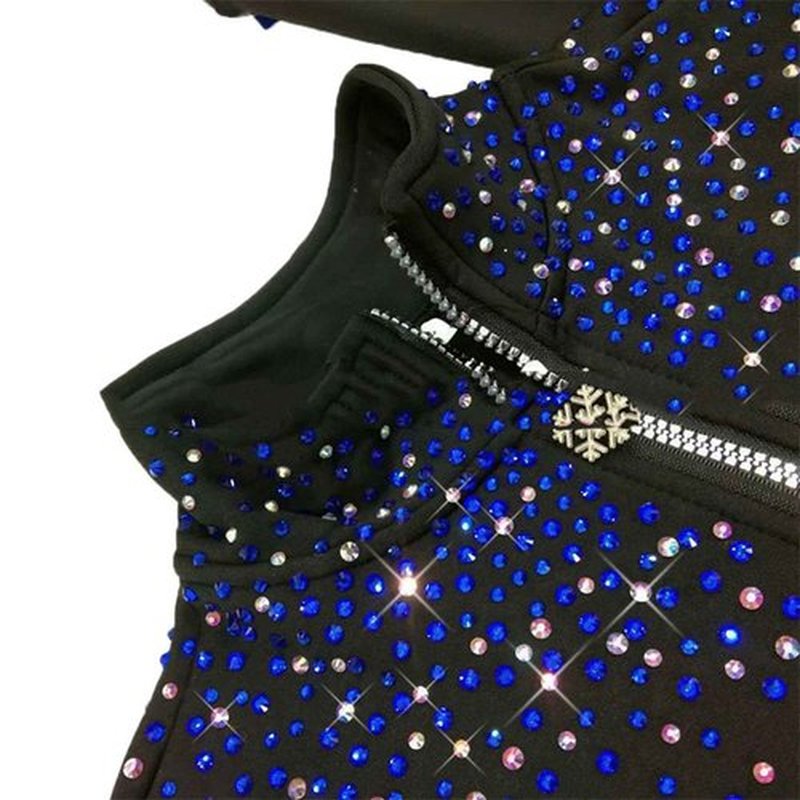 LIUHUO Figure Skating Training Pants Jackets Girls Fleece Shiny Colored Diamond Girl Comfortable Warm Coat