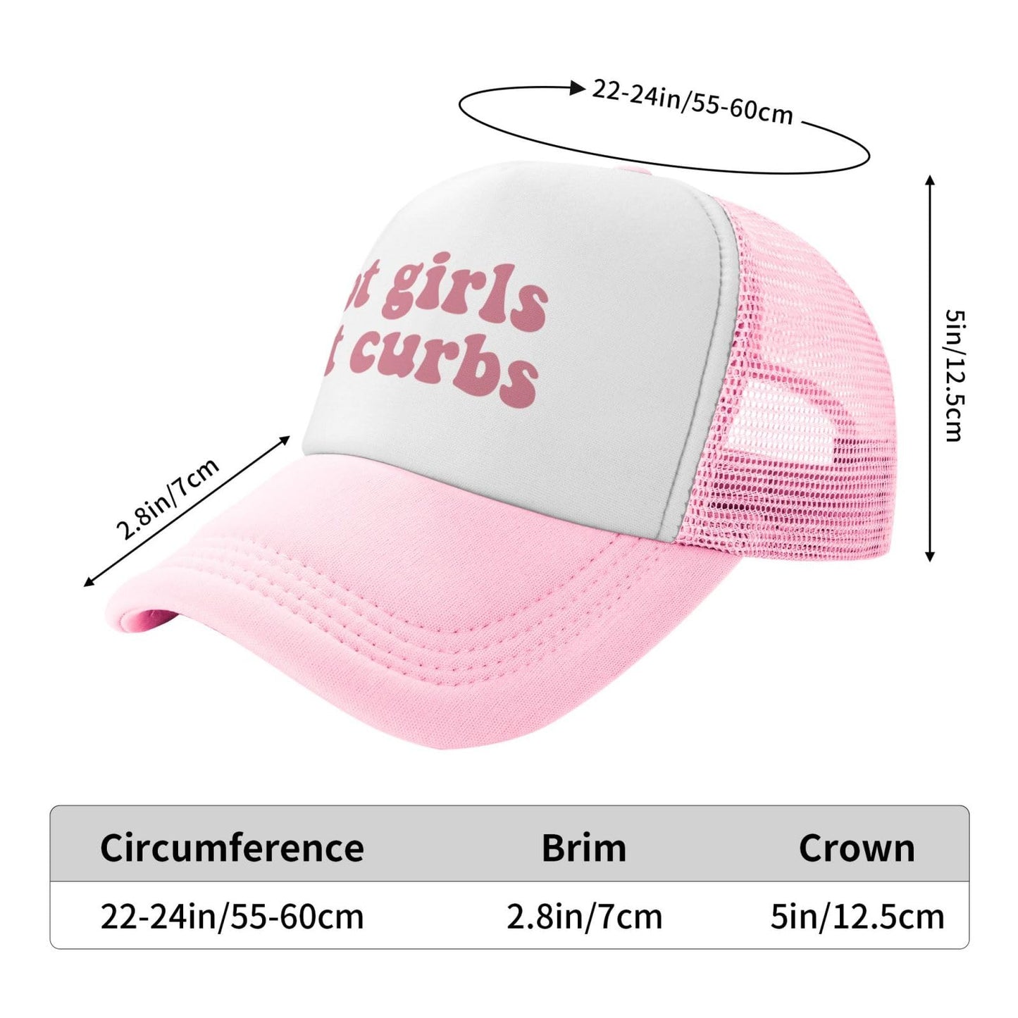 Generic Hot Girls Hit Curbs Trucker Hats for Women Pink Men Vintage Trucker Pink Hats for Men