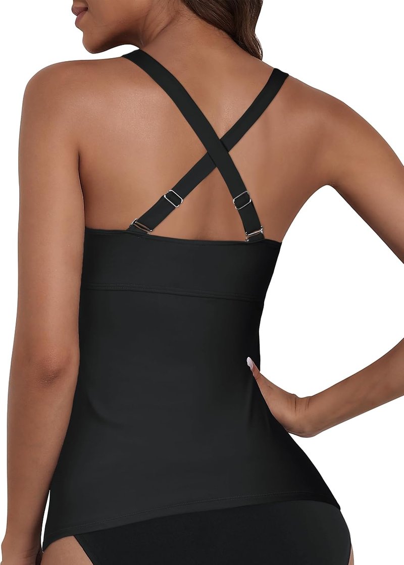 Underwire Tankini Top for Women - Twist V Neck, Ruched Tummy Control | Ideal for Big Busts