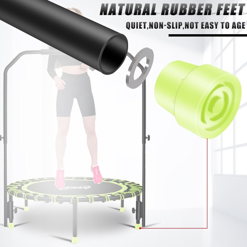 Silent Mini Trampoline - 40" Adjustable Handle Bar Bungee Rebounder for Cardio Workouts | Max Weight 330 lbs