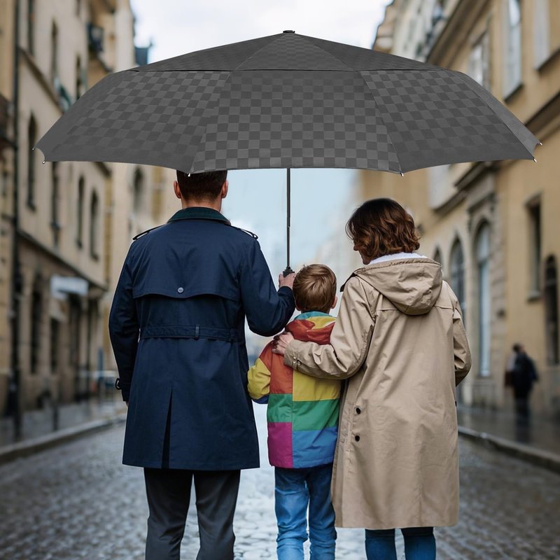 Satol 62 Inch 10 Ribs Large Waterproof Golf Umbrella, Oversize Automatic Open/Close Double Canopy Vented Sturdy Umbrella for Travel, UV Protection Windproof Sun & Rain Compact Lightweight Folding Umbrellas for Outdoor, Black