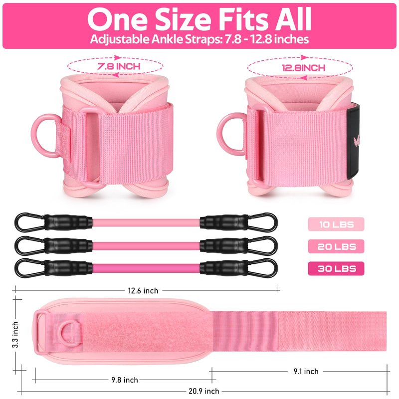 Ankle Resistance Bands with Cuffs, Ankle Bands for Working Out, Ankle Resistance Band for Legs and Glutes Workout Equipment, Butt Exercise Equipment for Women