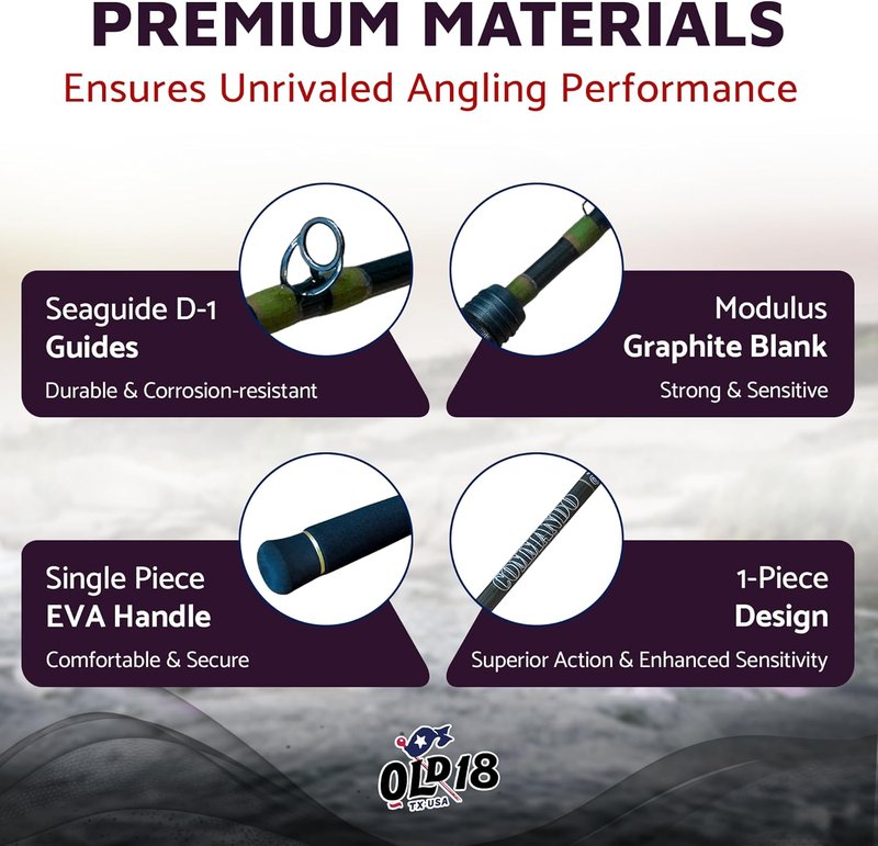 Ultra Light 7' Casting Rod - BFS Performance Fishing Pole with 40 Ton Graphite Blank & EVA Grip | Hand Assembled in USA