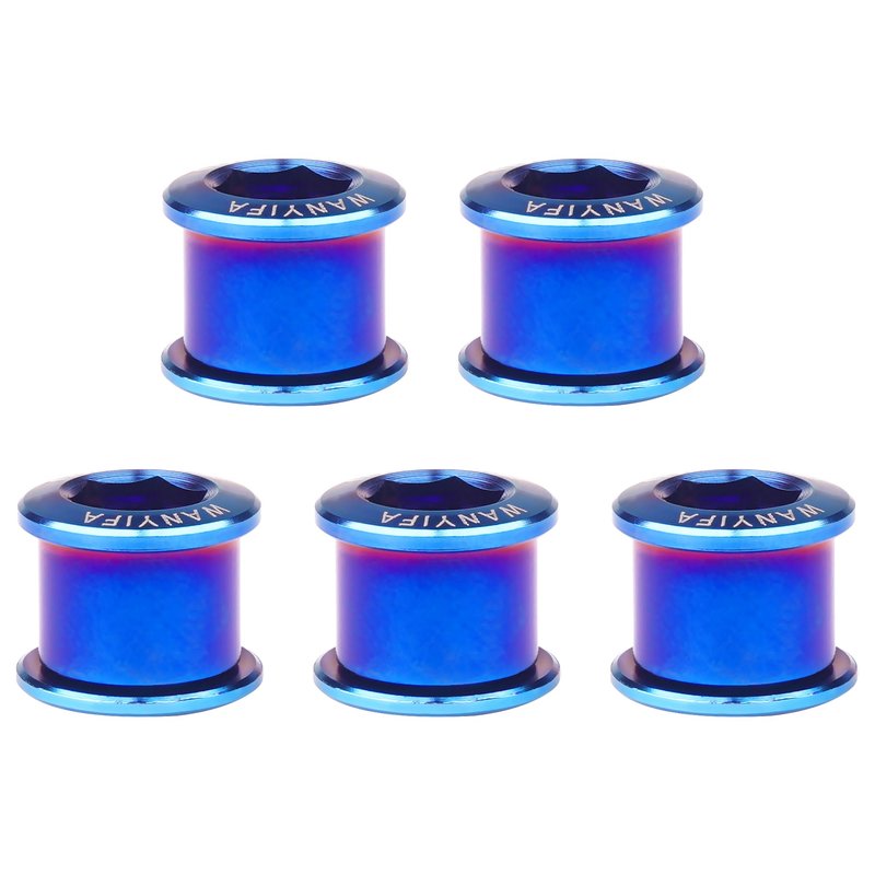 Wanyifa Bicycle Dental Plate Chainring Screws Double Chainwheel Titanium Bolt for Road Mountain Bike M8 Crankset Pack of 5 (Burnt Blue)