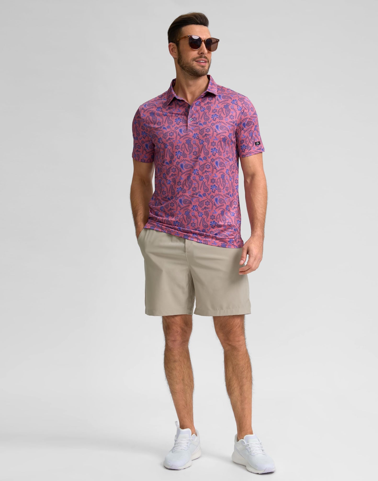 Obla Mens Golf Polo Shirts Short Sleeve Dry Fit Performance Moisture Wicking Casual Print Collared Golf Shirts for Men(Blue Paisley_XXXL)