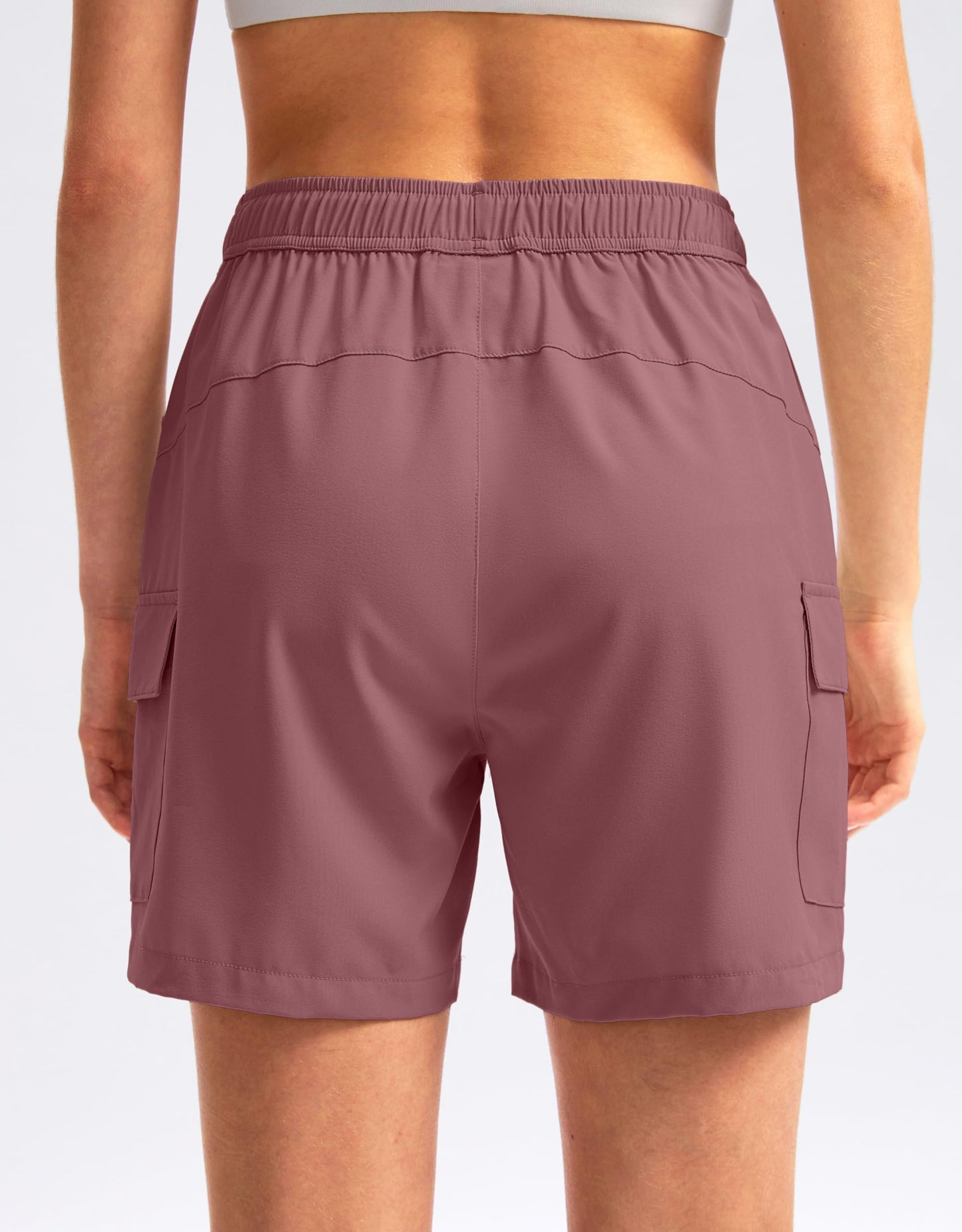 SANTINY Women's 5''/ 7''/9'' Hiking Cargo Shorts Quick Dry Lightweight Summer Shorts for Women Athletic Golf Zipper Pockets(Dusty Pink_M)