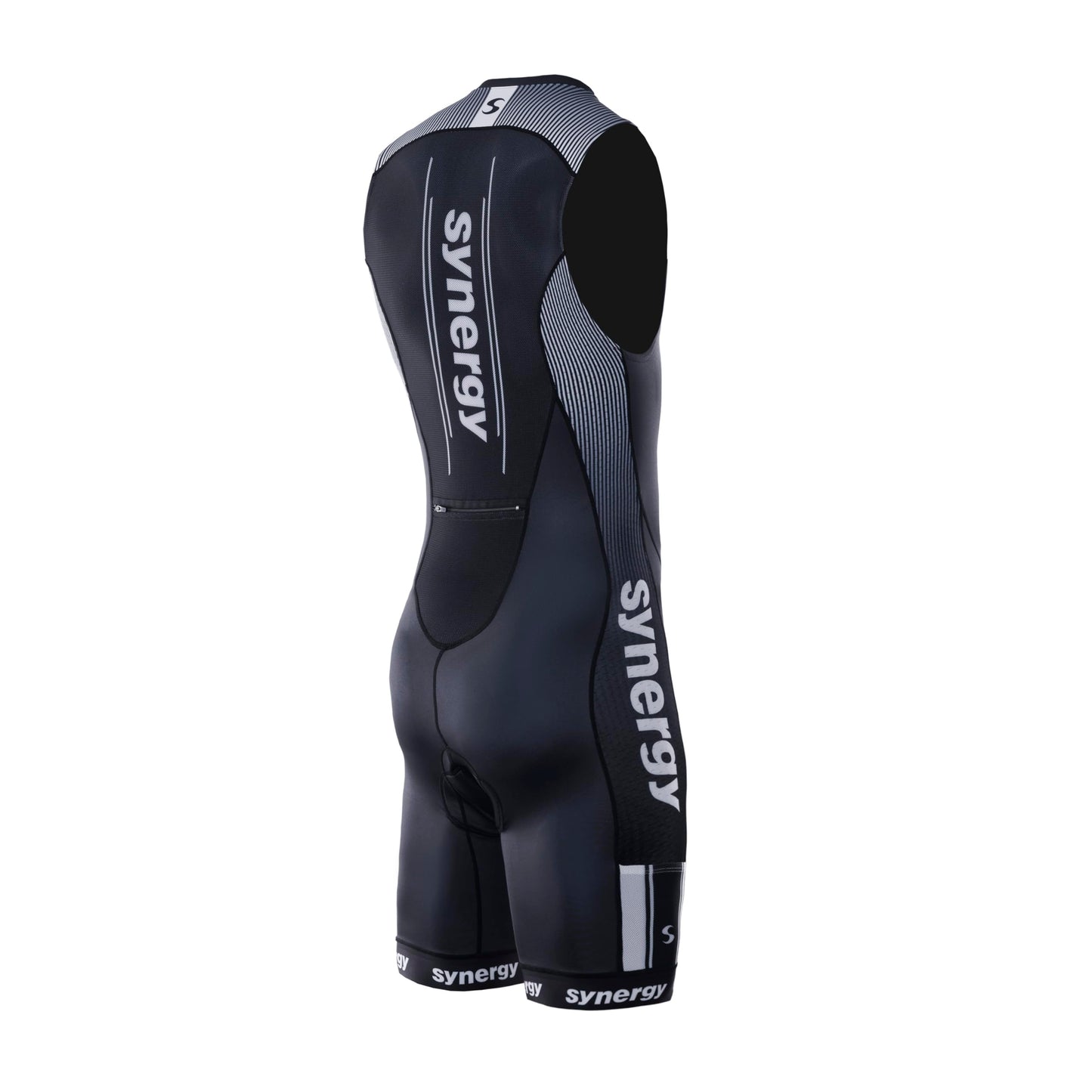 Synergy Triathlon Tri Suit - Men's Elite Sleeveless Trisuit (Carbon Compound, X-Large)