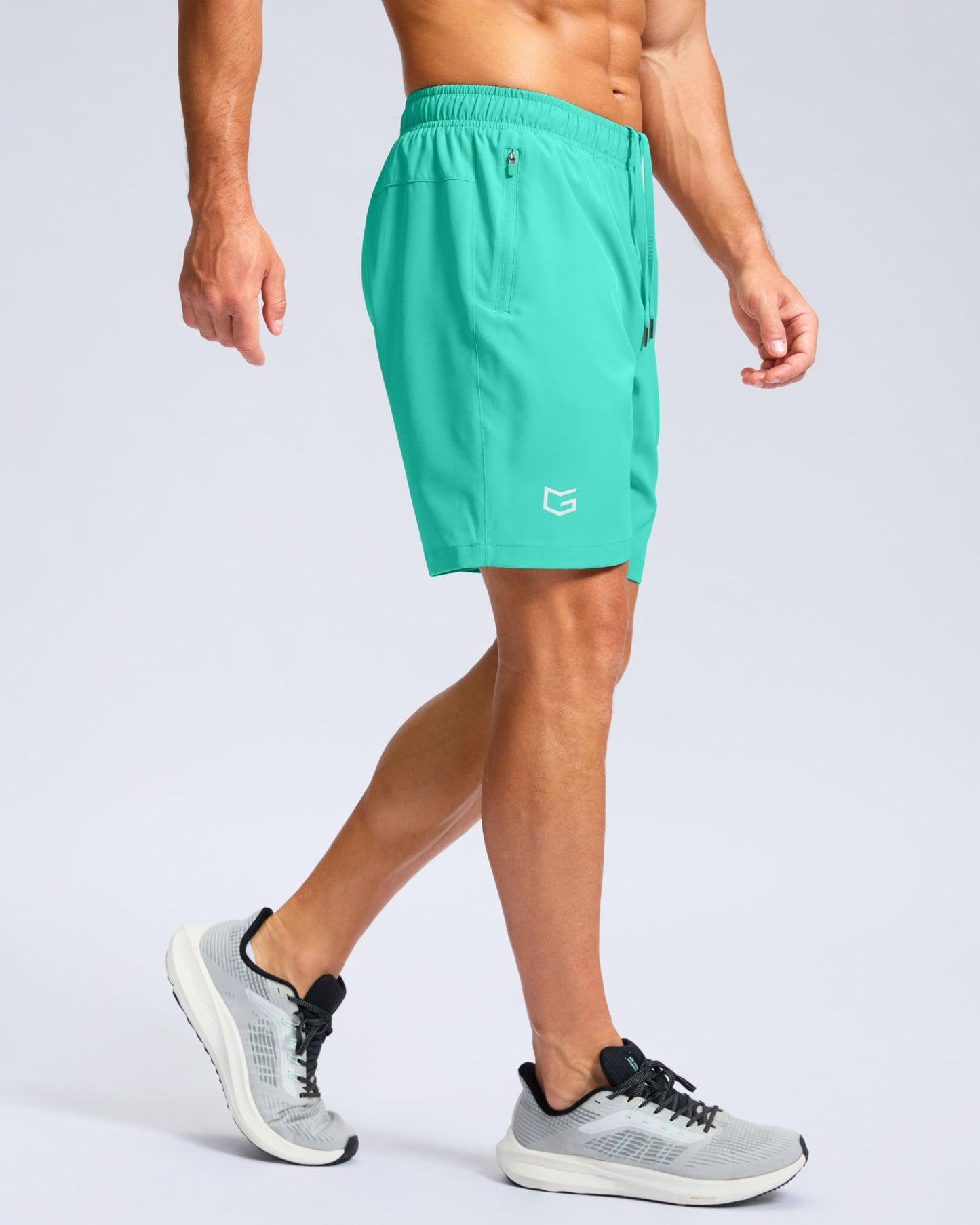 G Gradual Men's Athletic Running Shorts with Zipper Pockets Quick Dry 7"/ 5"/ 9" Workout Gym Shorts for Basketball Hiking(Light Green,7M)