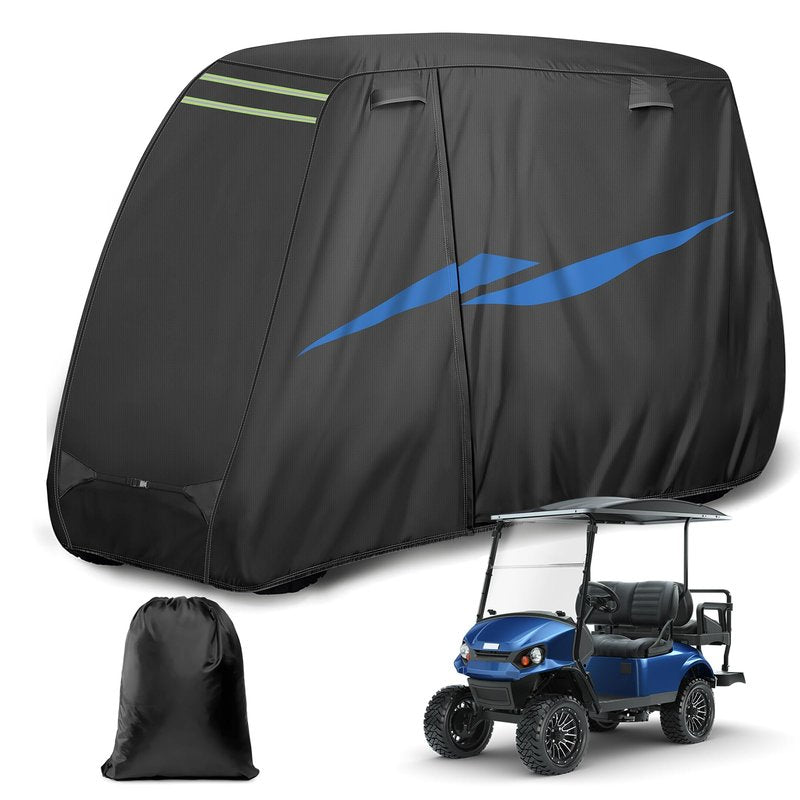 Mixsuper Liner 10 Layers Golf Cart Cover for Club Car EZGO Yamaha, Waterproof Heavy Duty Golf Cart Cover with Zipper Door, Windproof 420D Polyester
