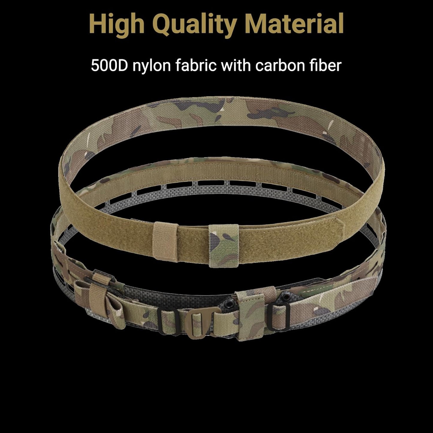 Tactical Battle Belt - Lightweight Carbon-Fiber Reinforced Design | Fits 36–41" Waist, 24" x 1.9" MC Color