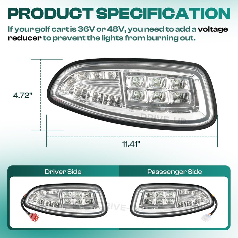 DRIVE UP EZGO Headlight Kit, Golf Cart LED Headlights Fits for EZGO RXV 2008-2015 Gas and Electric Golf Carts, OEM 607439-1, 607438-1