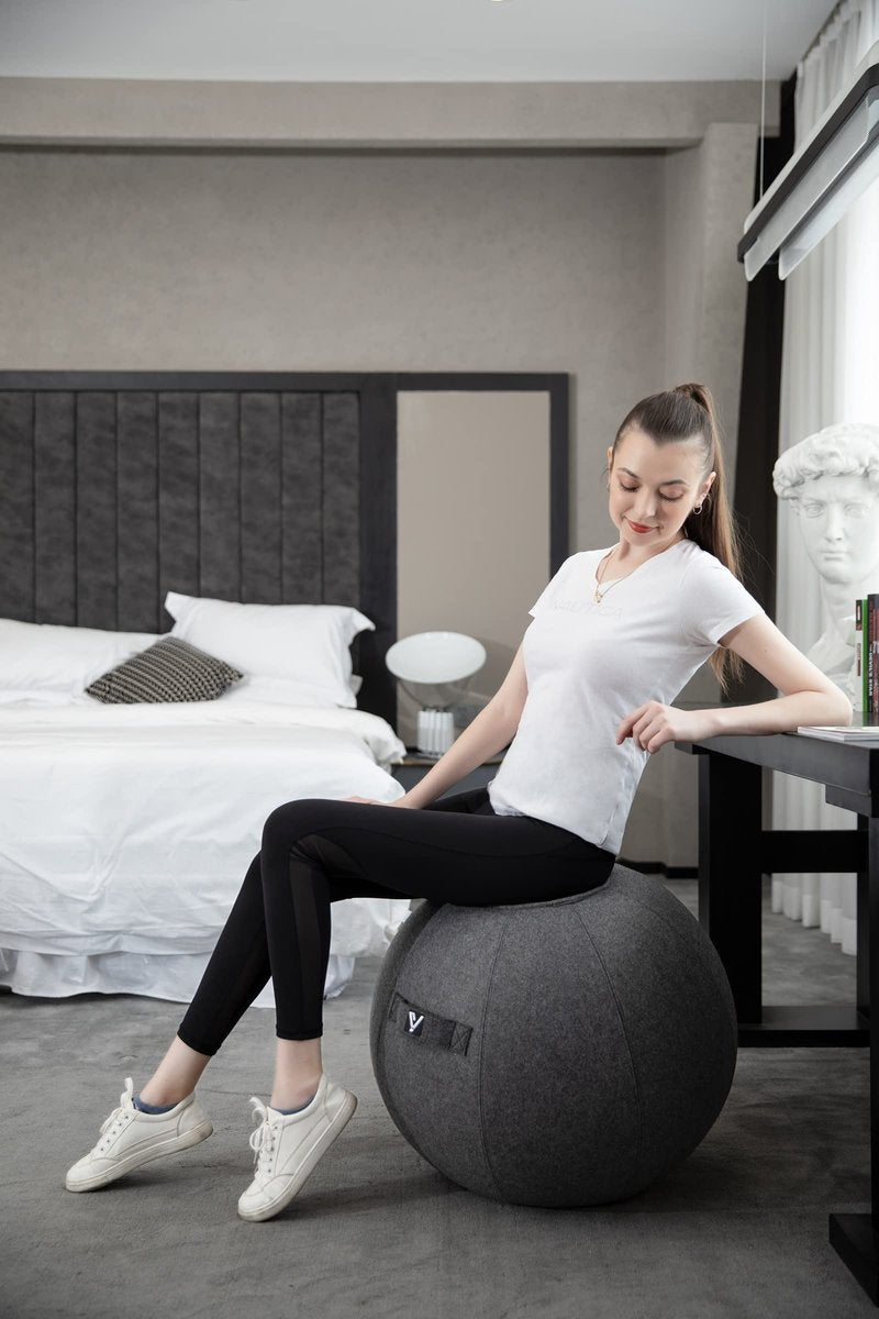 YOGIVO Sitting Ball Chair for Home Office Desk - Exercise and Stability Ball for Fitness, Pilates, and Ergonomic Balance - Includes Cover and Pump