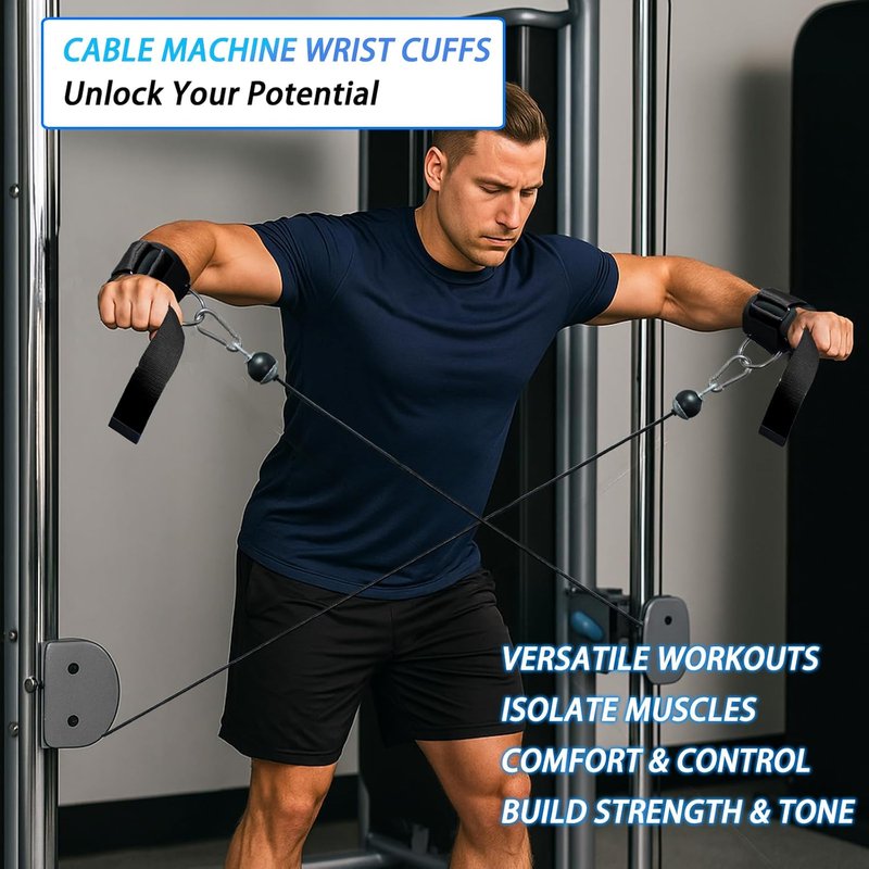 Weight Lifting Straps - Adjustable D-Ring Wrist Cuffs for Gym Training | Perfect for Cable Machines & Strength Workouts