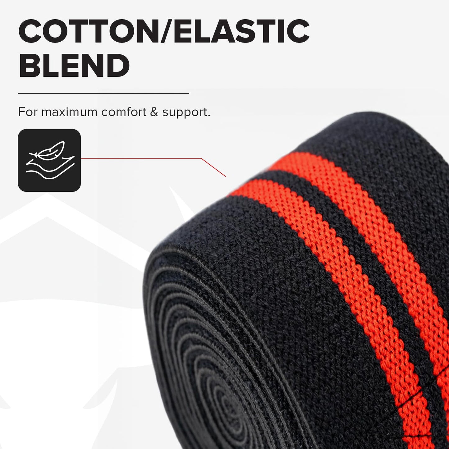 Knee Wraps for Weightlifting - 80" Elastic Knee Straps for Squats and Weight Lifting - Lifting Knee Wraps for Strength & Compression Wrap - Knee Support for Squatting, Powerlifting, Gym (Black/Red)
