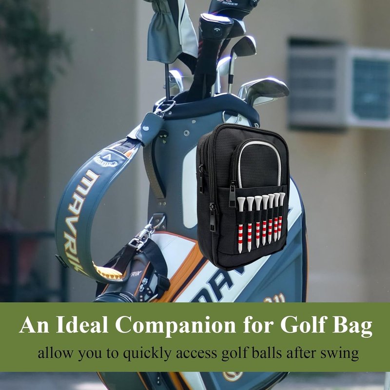 HGNUTAY Golf Valuables Pouch, Golf Ball Bag, Golfer Portable Organizer, Large Golf Accessories Pouch for Gadgets, Like Balls, Tees, Market - Golf Gift for Men and Women (White/Red Edge) (White Edge)