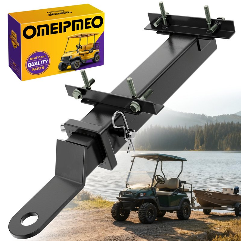 Golf Cart Trailer Hitch Kit, Heavy Duty Trailer Hitch with 2 Inch Receiver, Universal Golf Cart Tow Hitch for Club Car, EZGO, Yamaha and Other with Backseat Footrest Carts, Easy Installation, Sturdy