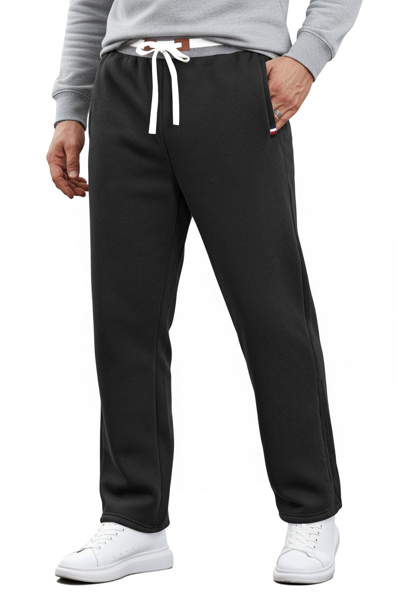 VOGSTART Men's Outdoor Lounge Sweatpants Active Fall Sweatpants Sherpa Fleece Winter Warm Thermal Soft Pants Black L