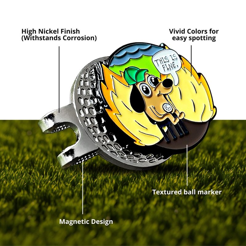 wolph This is FINE Golf Ball Marker Hat Clip – Magnetic & Durable Golf Accessories for Men Women – Funny Golf Gifts to Elevate & Personalize Your Game.