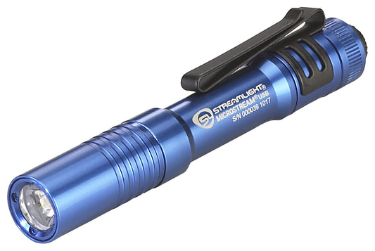 Streamlight 66606 MicroStream 250-Lumen EDC Ultra-Compact Flashlight with USB Rechargeable Battery, Box, Blue