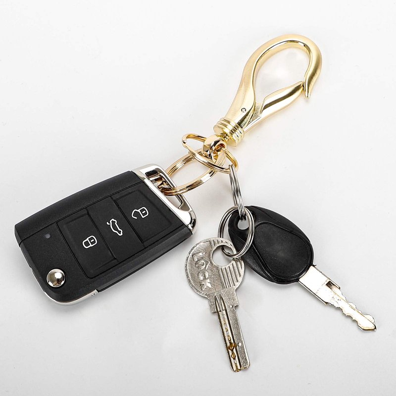 BESYL Swivel Snap Hook Keychain with 2 Key Rings, Zinc Alloy, Gold, 3.62in, Heavy Duty for Men and Women