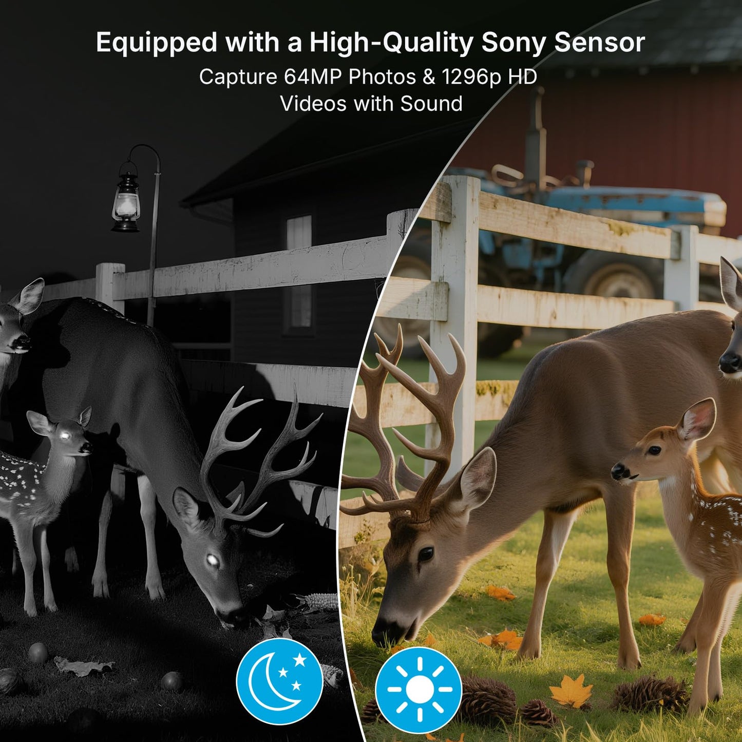 Meidase P200 WiFi (Non-Cellular) Trail Camera, 64MP Photo, 1296p Video, Bluetooth WiFi App Control, 0.1s Motion Detection, No Glow Night Vision 100ft, for Wildlife Animal Scouting or Backyard