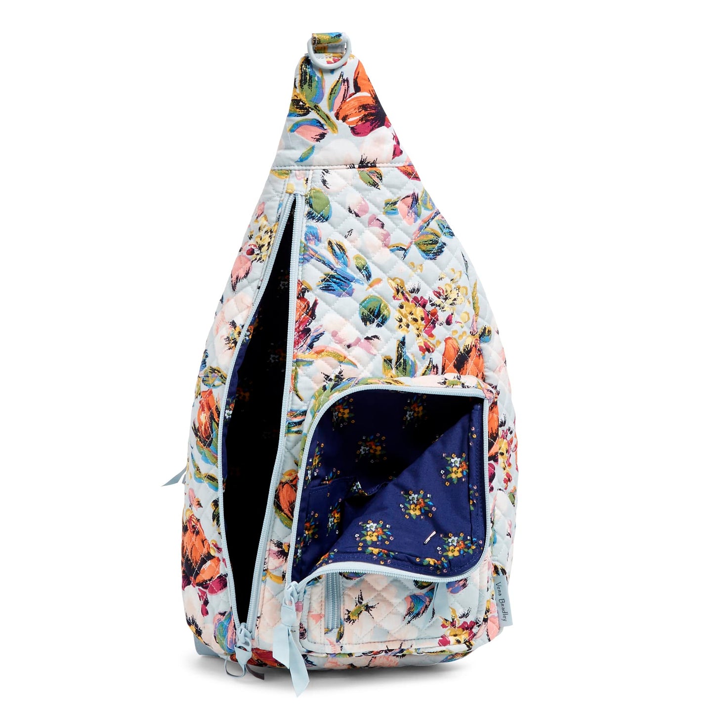 Vera Bradley Women's Cotton Sling Backpack, Sea Air Floral - Recycled Cotton, One Size