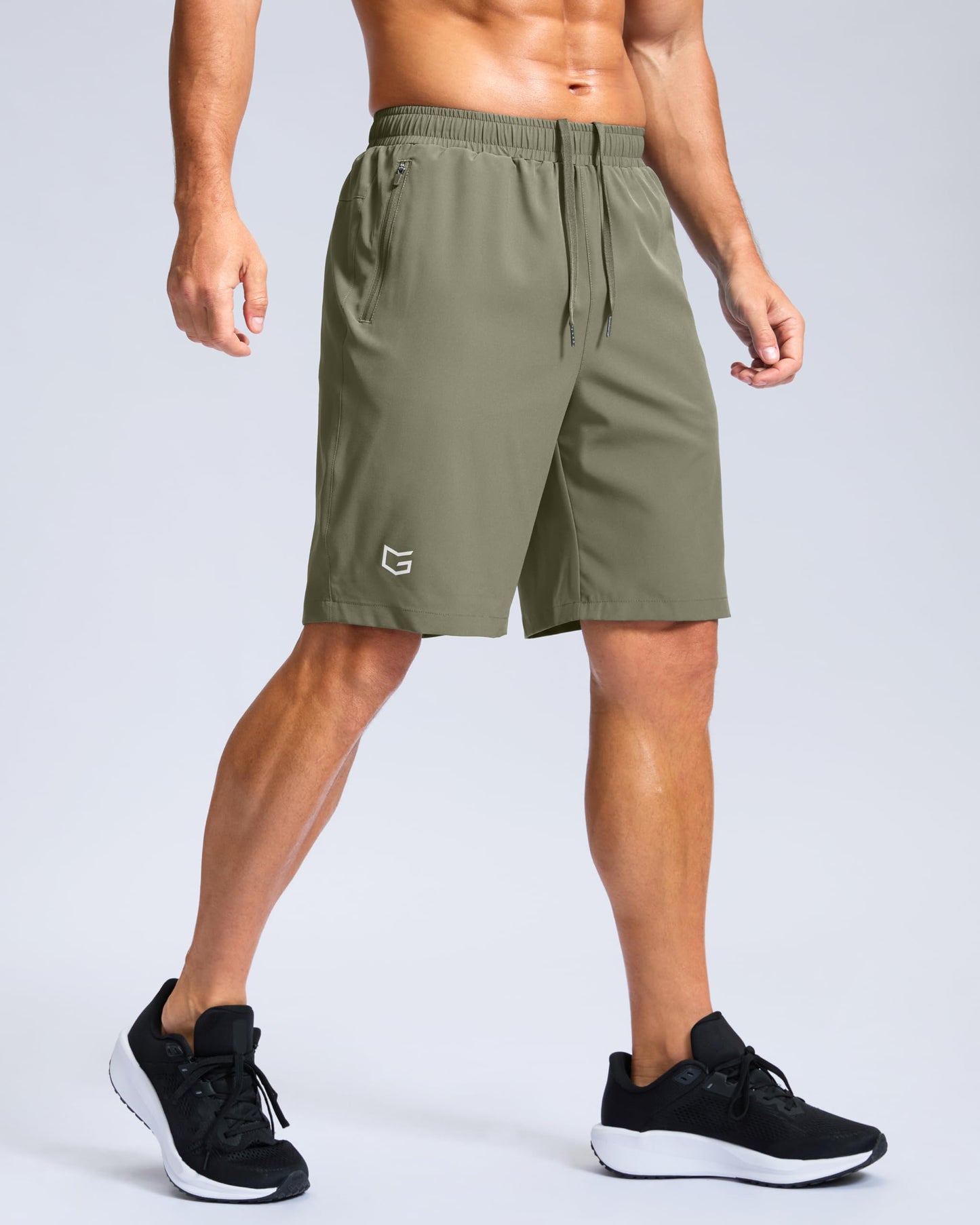 G Gradual Men's Athletic Running Shorts with Zipper Pockets Quick Dry 7"/ 5"/ 9" Workout Gym Shorts for Basketball Hiking(Sage Green,9M-New)
