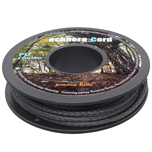 emma kites Black Technora Braided Cord PU Coating 30Ft 800Lb Abrasion Flame Resistant, Snare Line Tough Tactical Survival Cord Model Rocket Paracord Assist Cord